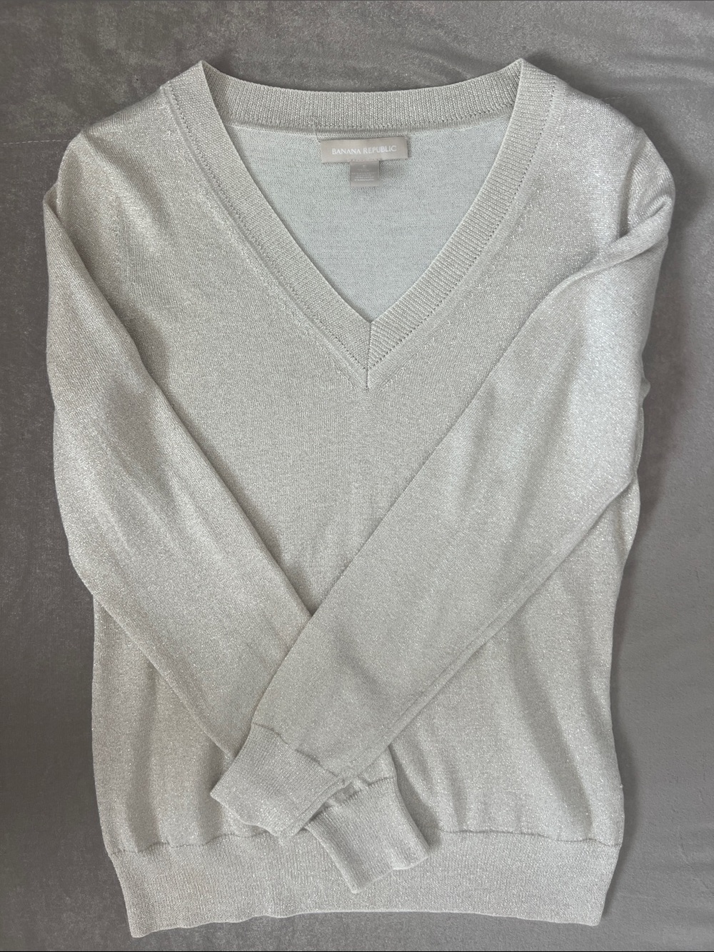 Banana Republic gold Metallic V-Neck Sweater